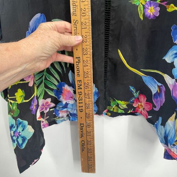 Johnny Was Black Floral Aruba Maeve Button Down Tunic Top Blouse Size 2X - Picture 8 of 8
